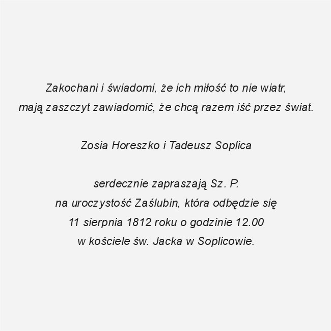 Zawiadomienia Zaproszenia ślubne Poznań Karty Menu Listy