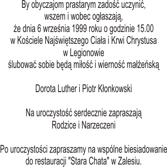 Zawiadomienia Zaproszenia ślubne Poznań Karty Menu Listy