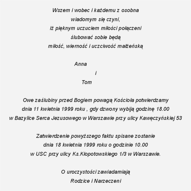 Zawiadomienia Zaproszenia Slubne Poznan Karty Menu Listy Prezentow Winietki Studioolga Eu